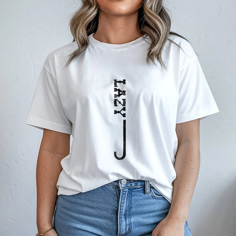 Lazy T-Shirt | Minimalist Vertical Graphic Print | Premium Cotton Tee | Funny Sarcastic Humor Gift for Men and Women