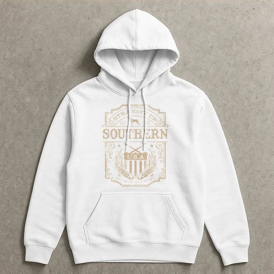 Southern Pride Hoodie | God Guns Guts Glory USA Design | Premium Cotton Blend | Gift for Patriotic Southerners