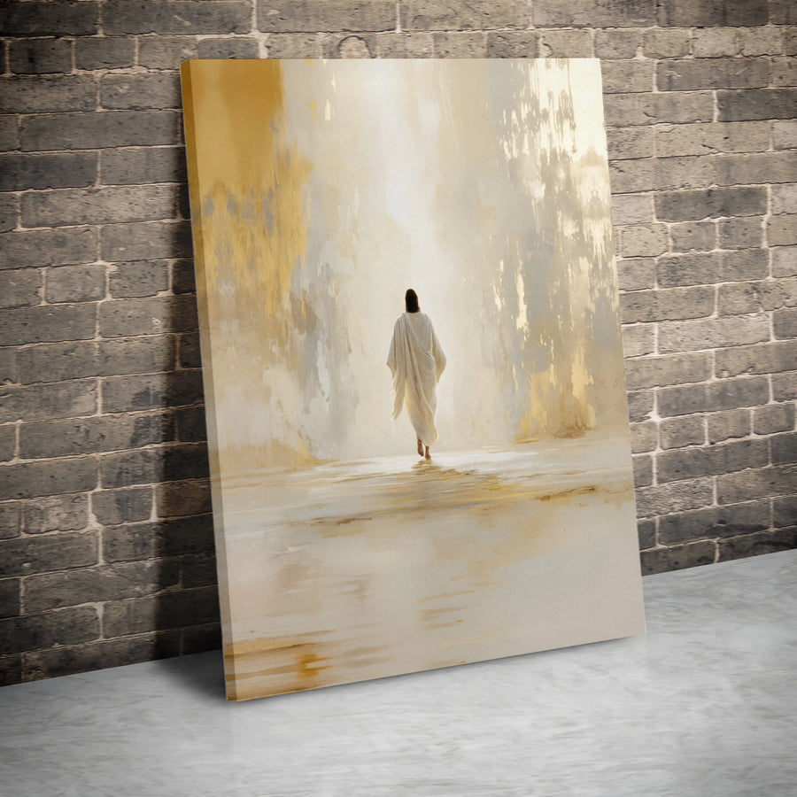 Jesus Walking Away Canvas Wall Art | Abstract Religious Painting | Premium Gallery-Wrapped Print | Spiritual Home Decor Gift