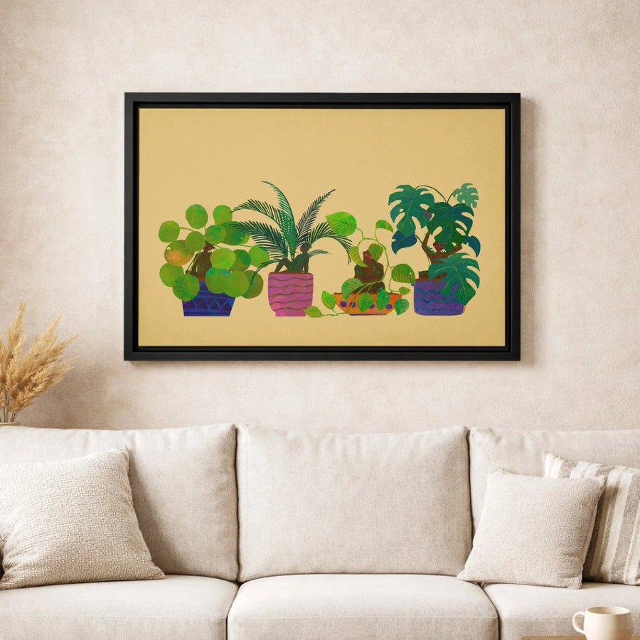 Boho Women Plant Art Canvas | Minimalist Botanical Illustration | Gallery-Quality 1.25” Thick Print | Modern Home Decor Gift