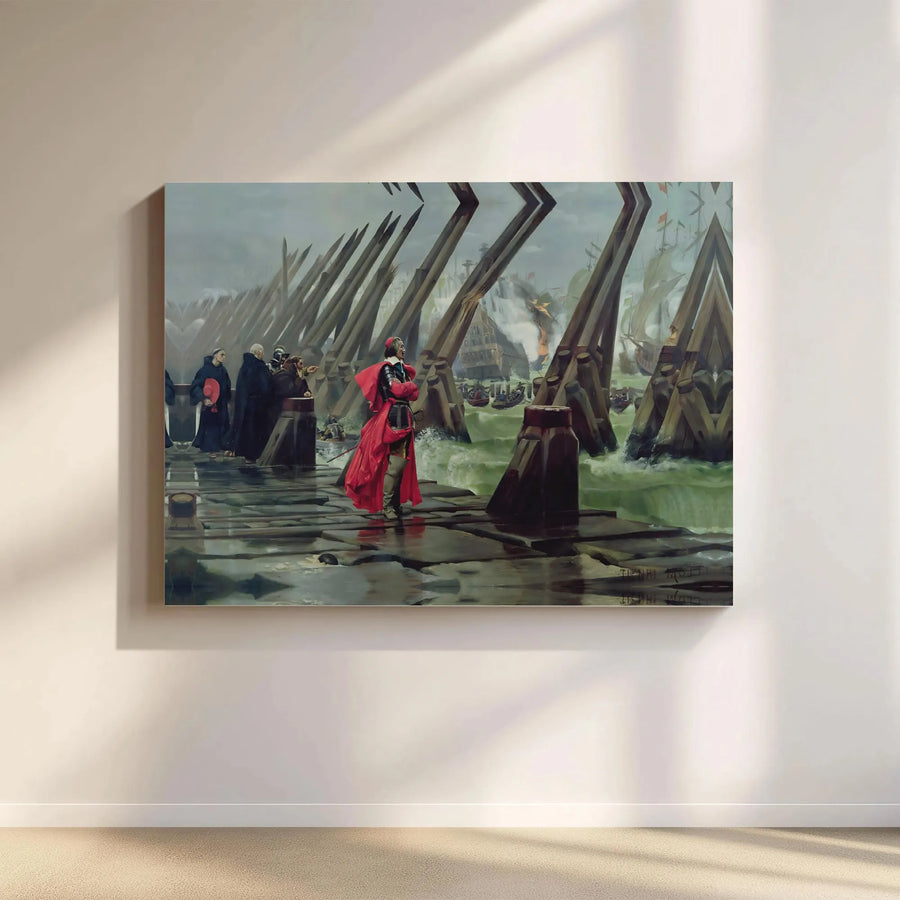 Siege of La Rochelle Canvas Wall Art | Henri Motte Historical Painting Print | Premium Gallery Wrapped Canvas | Classic Home Decor Gift for History Buff
