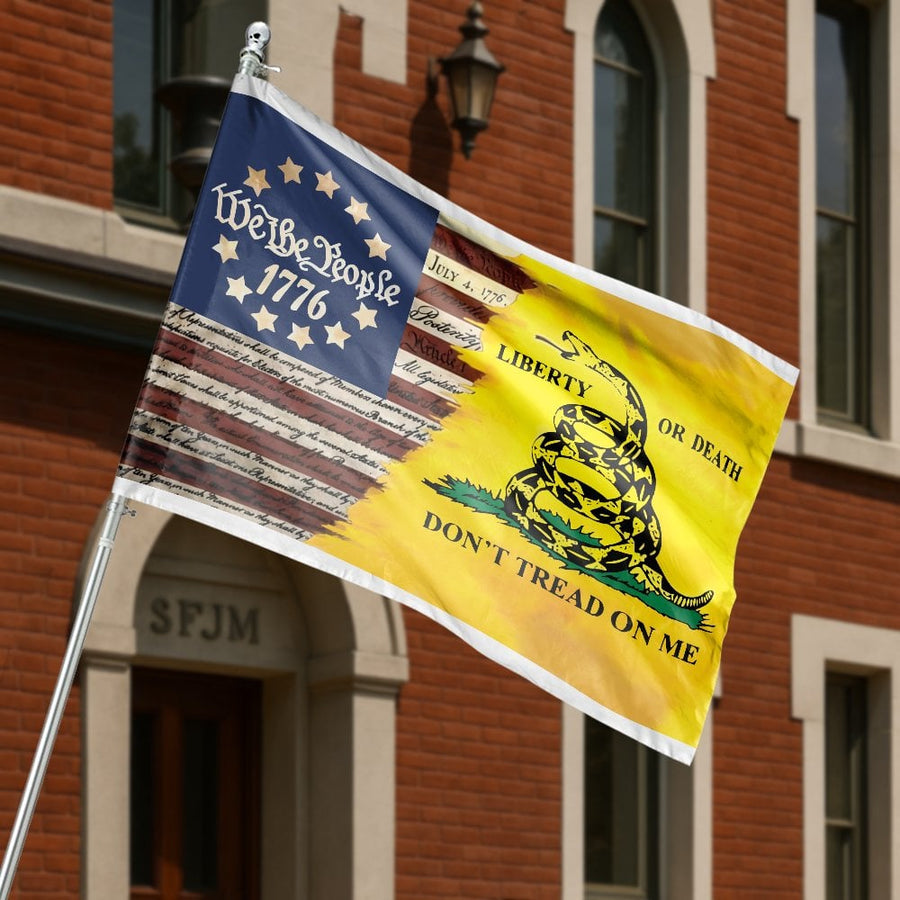 Gadsden Don't Tread On Me Flag | American Constitution 1776 We The People | Premium Weather-Resistant Polyester | Patriotic Outdoor Home Garden Decor Gift