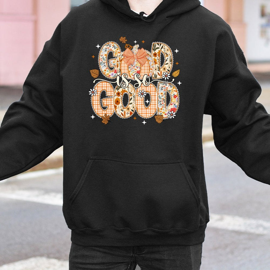 God Is So Good Hoodie | Floral Pumpkin Fall Graphic Design | Premium Cotton-Blend Comfort | Christian Autumn Gift For Women
