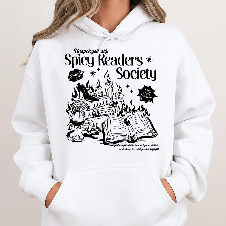 Spicy Readers Society Hoodie | Smut Book Lover Graphic Tee | Premium Cotton Booktok Merch | Gift for Romance Readers & Book Club Members