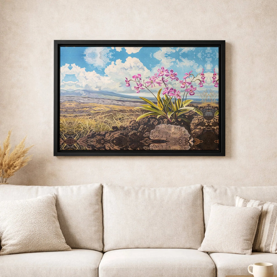 Pink Orchid Wall Art | Hawaii Volcanic Landscape Print | Premium 1.25" Gallery Canvas | Tropical Botanical Home Decor Gift