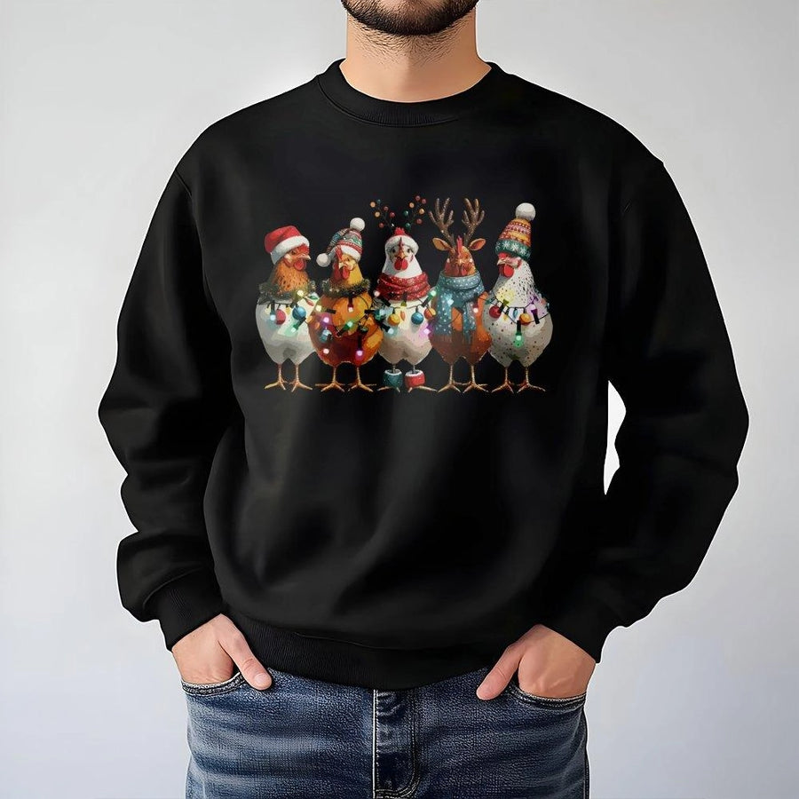 Christmas Chicken Sweatshirt | Funny Farm Animal Holiday Graphic | Soft Cotton Blend Crewneck | Cute Poultry Lover Gift for Her