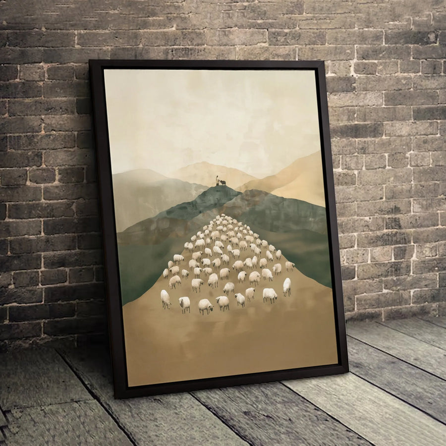 Good Shepherd Wall Art | Minimalist Religious Landscape Canvas | Premium Fade-Resistant Print | Christian Home Decor Gift