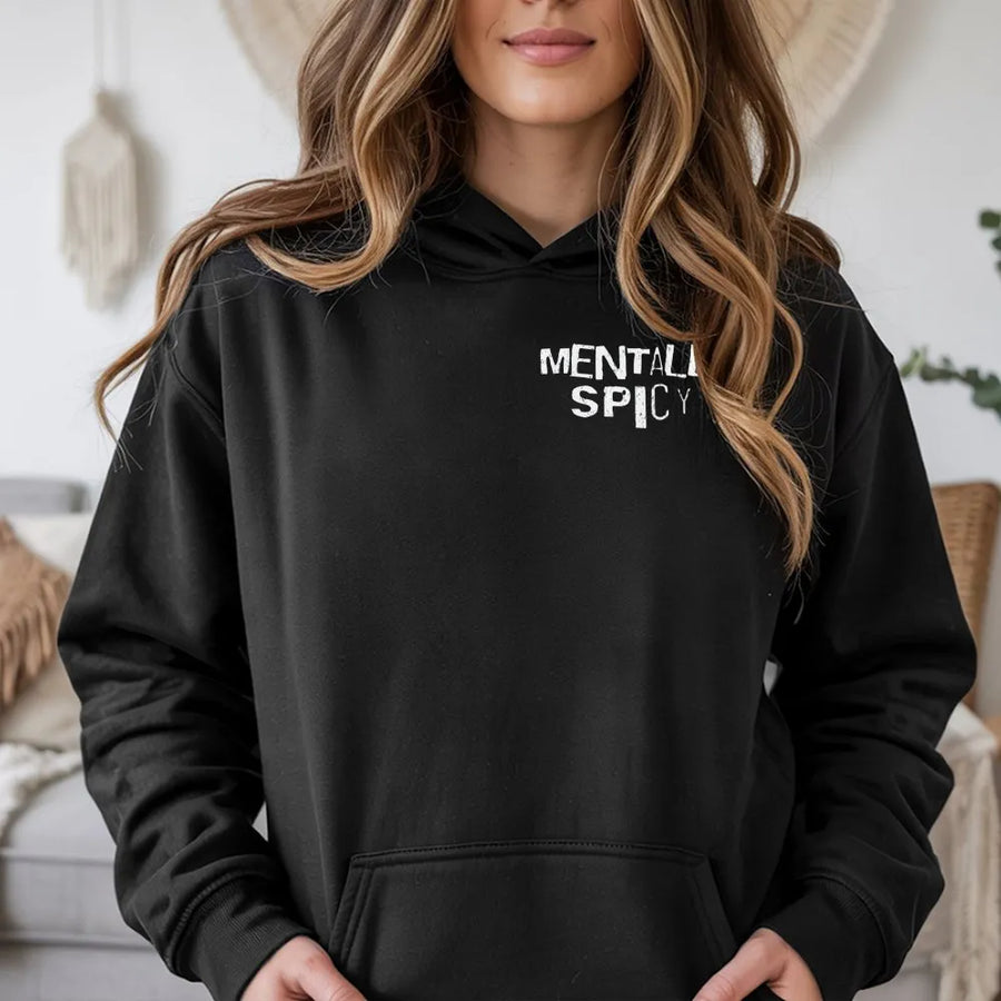 Mentally Spicy Hoodie | Sarcastic Skull Graphic with Front & Back Print | Premium Cotton | Funny Edgy Aesthetic Gift for Men & Women