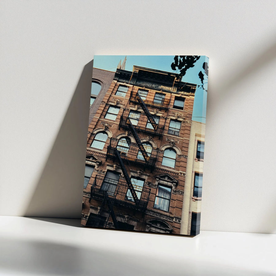 NYC Brownstone Vertical Canvas | Urban Architectural Photography Print | Premium Gallery-Wrapped Canvas | Modern Home Decor Gift for City Lovers