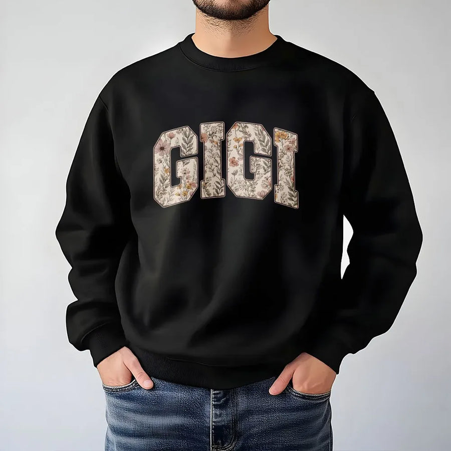 Floral Gigi Sweatshirt | Vintage Wildflower Lettering | Cozy Cotton Blend Crewneck | Mothers Day Gift for Grandma