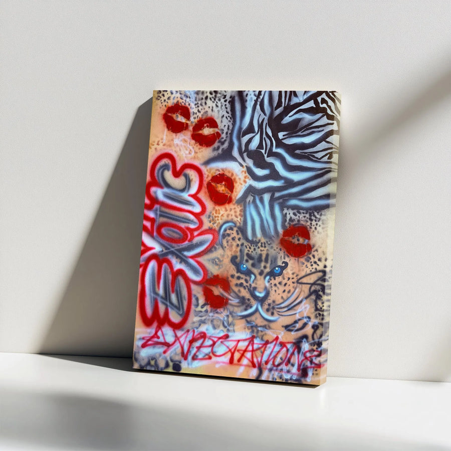 Exotic Expectations Canvas Art | Leopard Zebra Graffiti Wall Decor | Gallery Wrapped Premium Print | Bold Aesthetic Urban Home Decor Gift