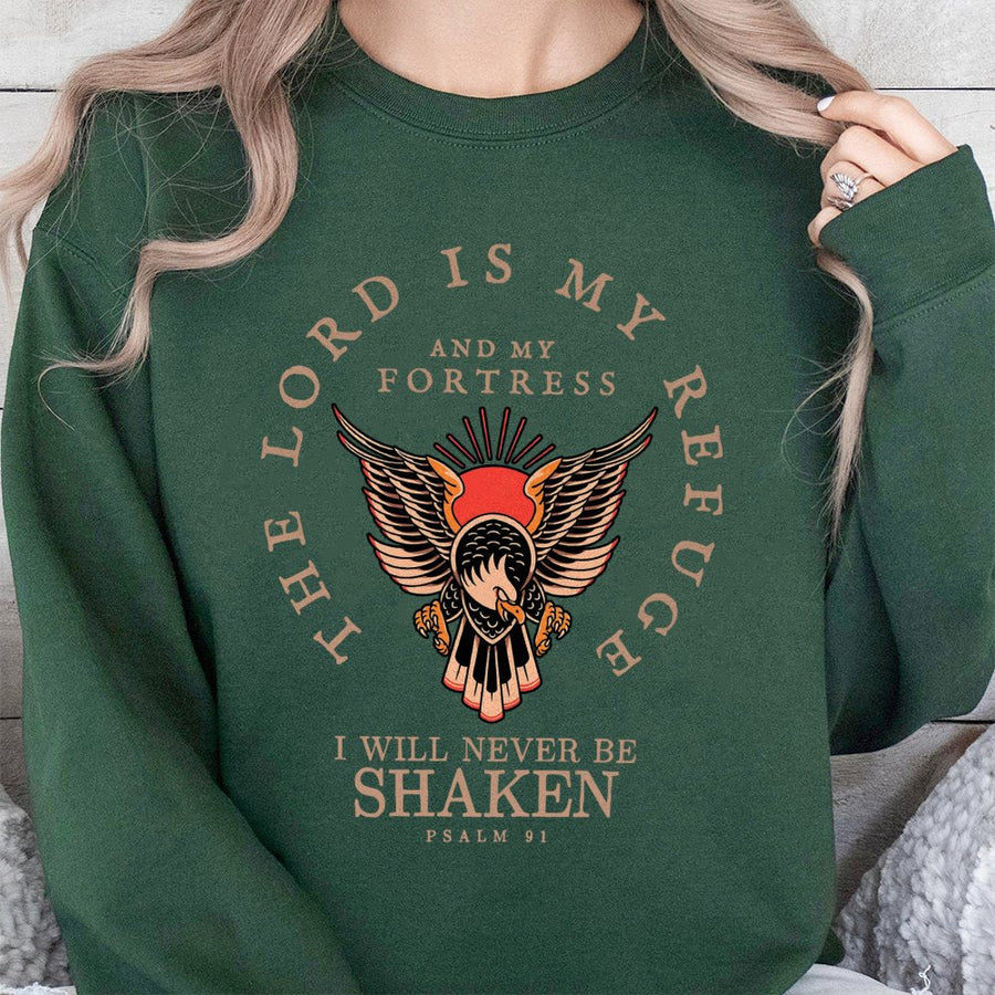 Psalm 91 Sweatshirt | Eagle Christian Faith Graphic | Premium Cotton Blend Unisex Pullover | Religious Scripture Gift for Men and Women
