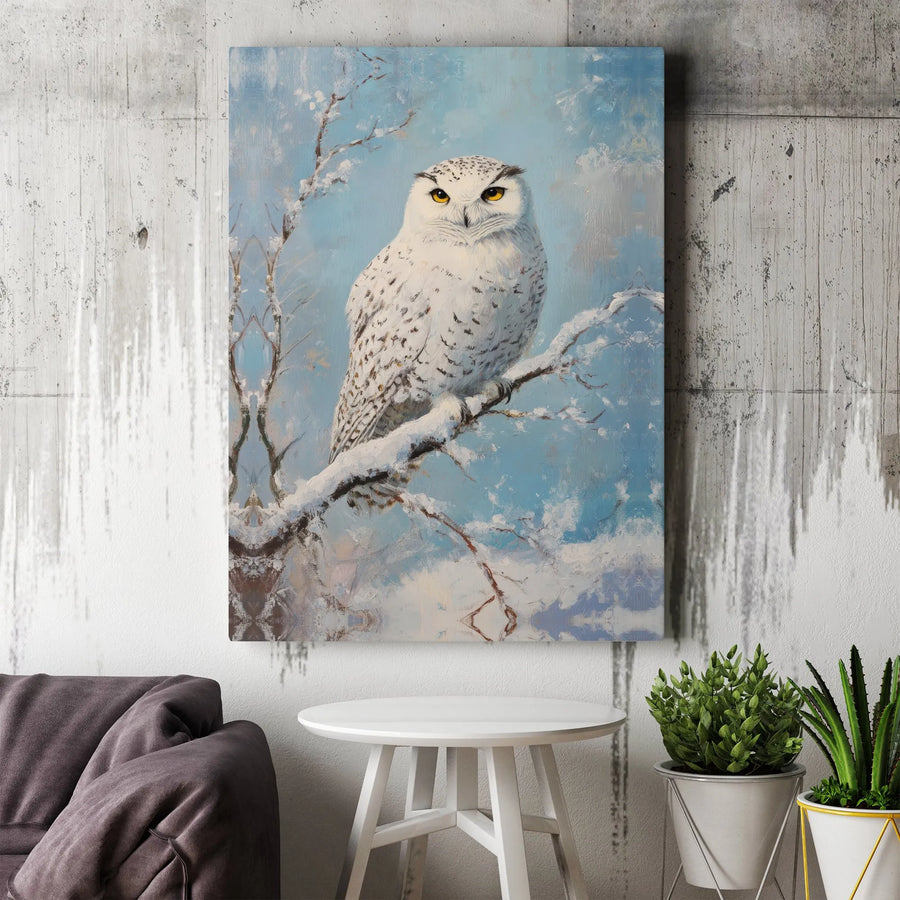 Snowy Owl Canvas Wall Art | Winter Forest Wildlife Portrait | Premium Gallery Wrap 1.25" Depth | Ready To Hang Nature Decor Gift