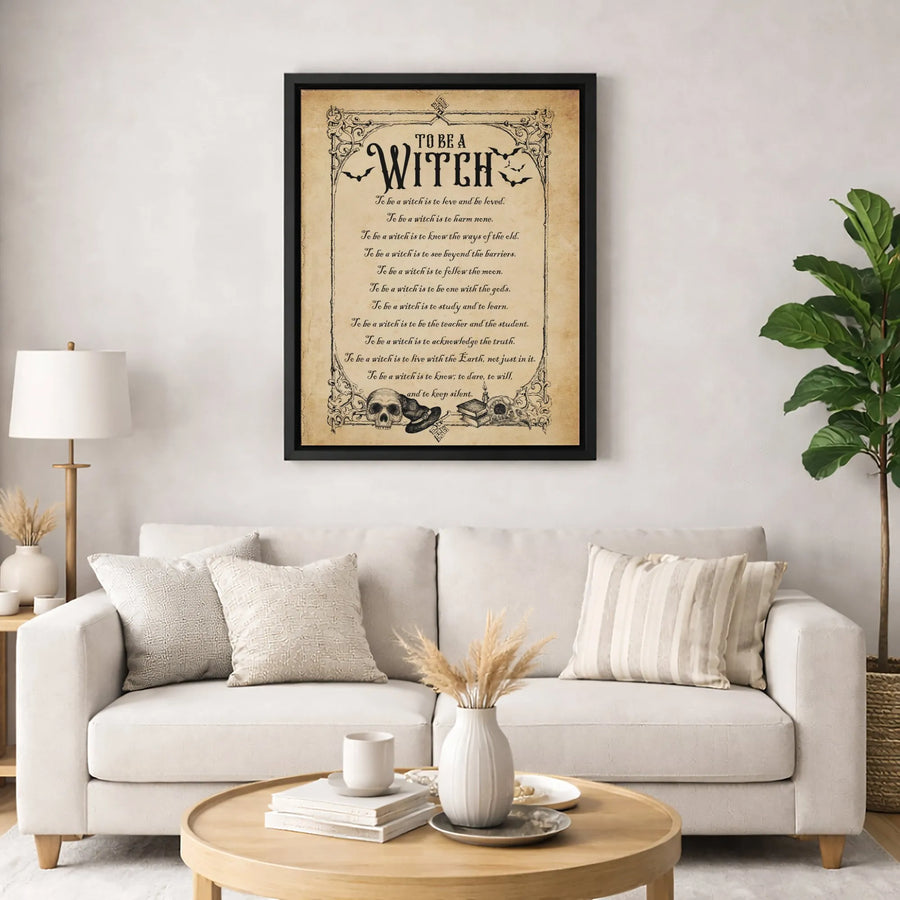 To Be A Witch Poem Canvas Print | Gothic Skull Witchcraft Decor | Premium Fade-Resistant Wall Art | Spiritual Wiccan Gift For Her