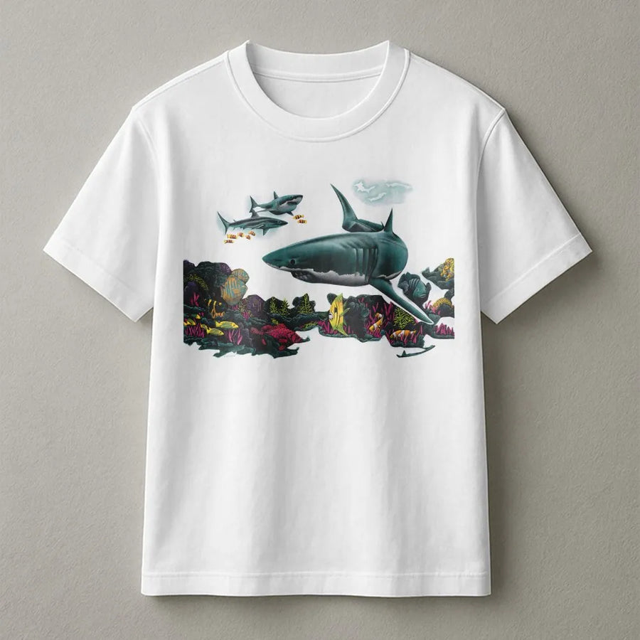 Great White Shark T-Shirt | Vintage Ocean Life Graphic Tee | Premium Cotton | Gift for Marine Biology Fans