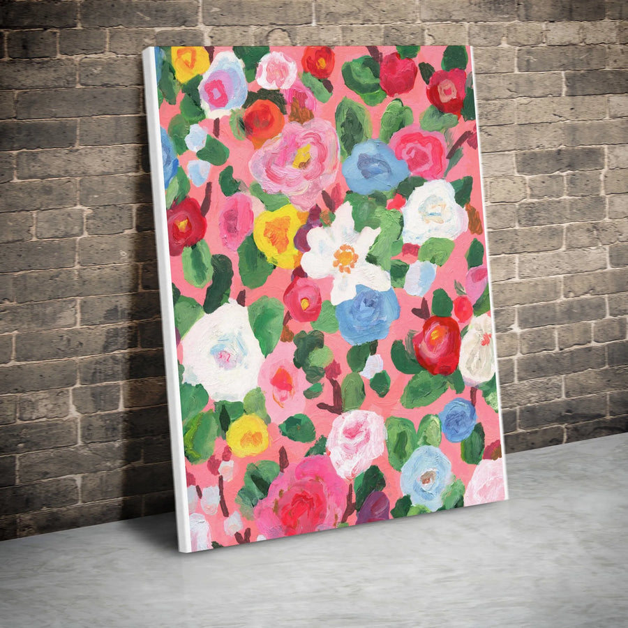 Colorful Floral Canvas Wall Art | Vibrant Abstract Garden Painting | Premium Gallery Canvas | Modern Living Room Decor Gift