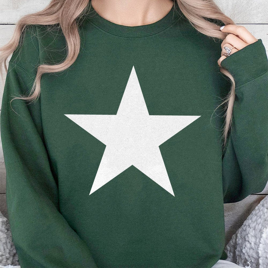 Star Graphic Sweatshirt | Minimalist Big Star Print Design | Premium Soft Cotton Blend | Unisex Casual Pullover Gift For Men And Women