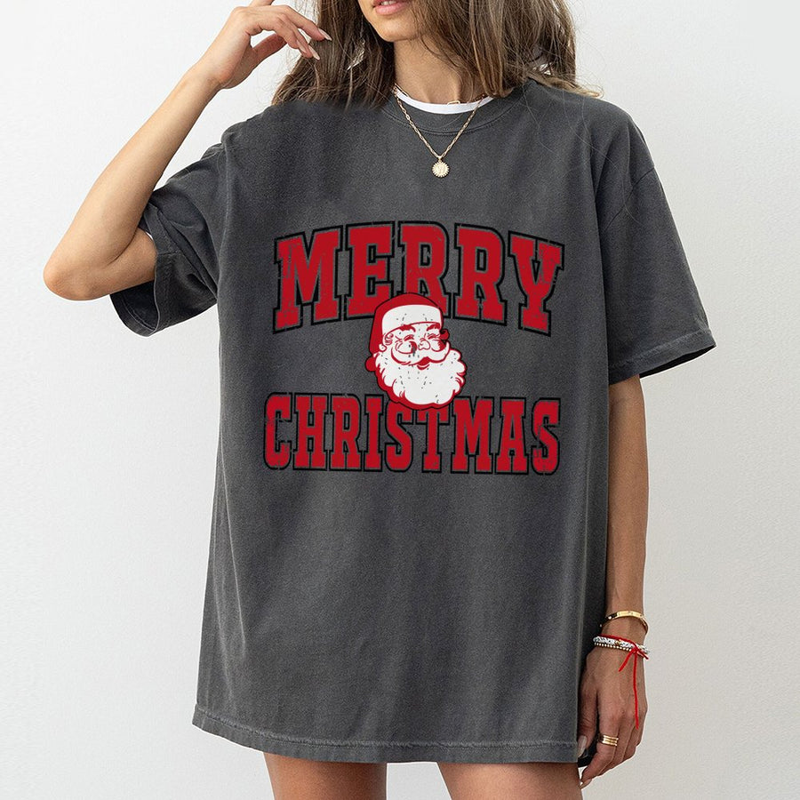Merry Christmas Santa T-Shirt | Retro Distressed Graphic Tee | 100% Premium Cotton | Unisex Holiday Gift for Family and Friends