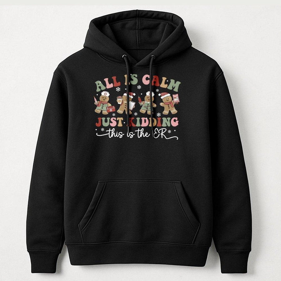 ER Nurse Christmas Hoodie | Gingerbread Medical Staff Graphic | Premium Cotton Blend | Funny Holiday Gift for Emergency Room Workers