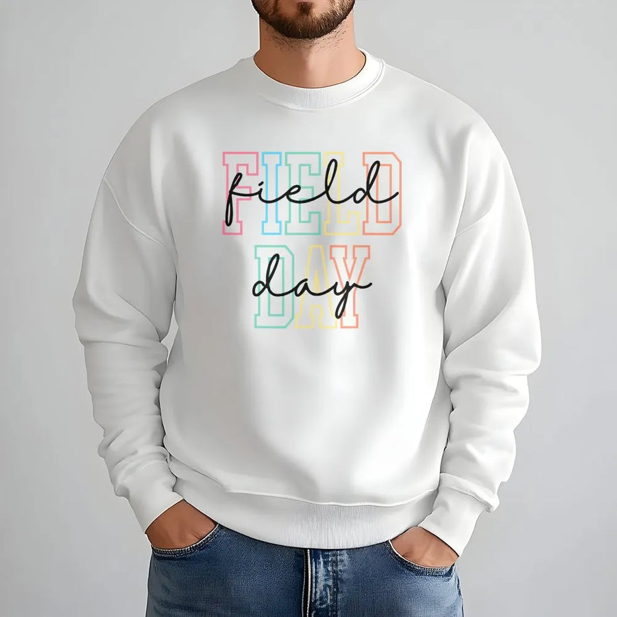 Field Day Sweatshirt | Retro Colorful Text Design | Premium Soft Fleece | Last Day of School Gift for Teacher or Student