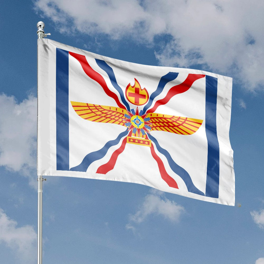 Assyrian Flag | Aramean Chaldean Christian Heritage Banner | Weather-Resistant Premium Polyester | Durable Outdoor Home Decor Gift