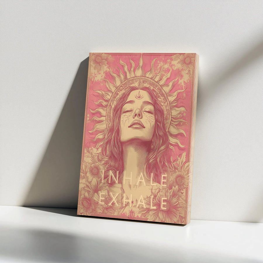 Inhale Exhale Canvas Wall Art | Vintage Sun Goddess & Floral Art | Premium Gallery-Style Canvas | Yoga Studio & Meditation Decor Gift