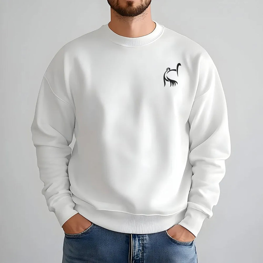 Minimalist Bird Sweatshirt | Abstract Crane Graphic Crewneck | Soft Cotton Blend Pullover | Unisex Modern Streetwear Gift