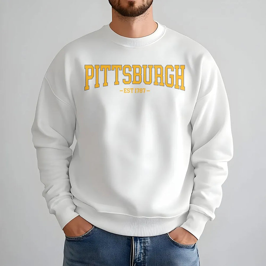 Pittsburgh Sweatshirt | Vintage College Style EST 1787 | Premium Soft Blend | City Pride Souvenir Gift for Men and Women