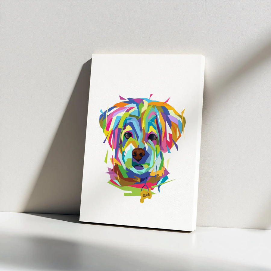 Dog Wall Art Canvas | Colorful Geometric Pop Art Portrait | Premium Gallery Wrap 1.25" Frame | Modern Home Decor Gift for Dog Lovers