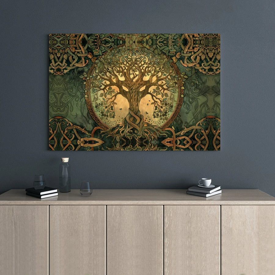 Celtic Tree Of Life Canvas | Yggdrasil Intricate Knotwork Art | Premium 1.25" Gallery Wrap Wall Decor | Spiritual Home & Office Gift