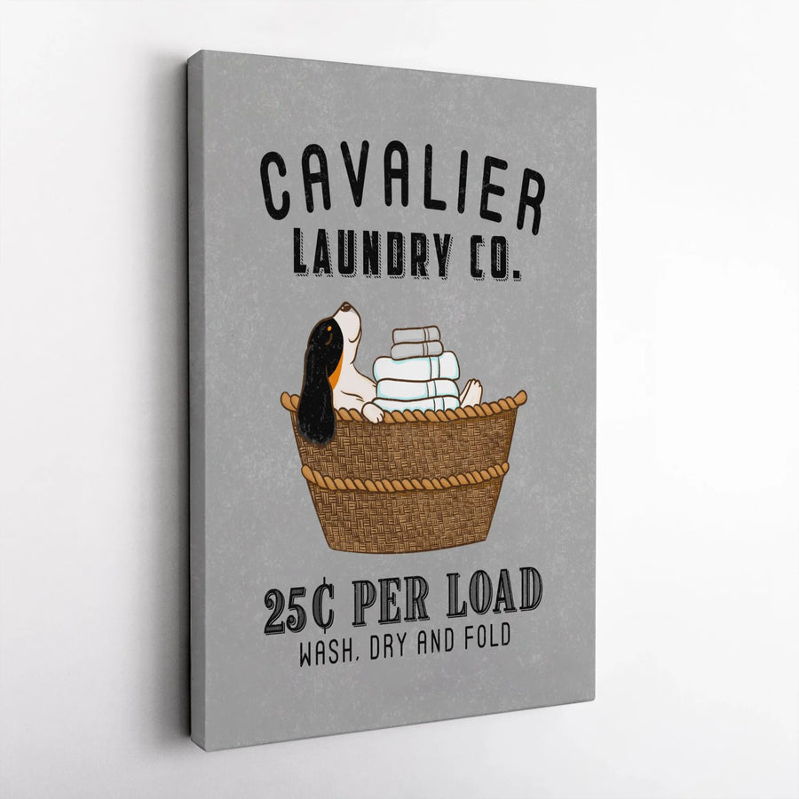 Cavalier King Charles Spaniel Wall Art | Laundry Room Decor Sign | Premium Gallery Wrap Canvas | Funny Dog Mom Gift