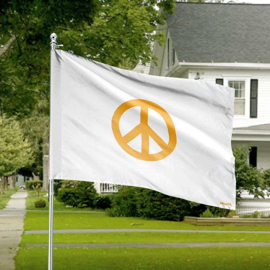 Peace Sign House Flag | Minimalist Double-Sided Yard Banner | Premium Weather-Resistant Polyester | Outdoor Home & Garden Decor Gift