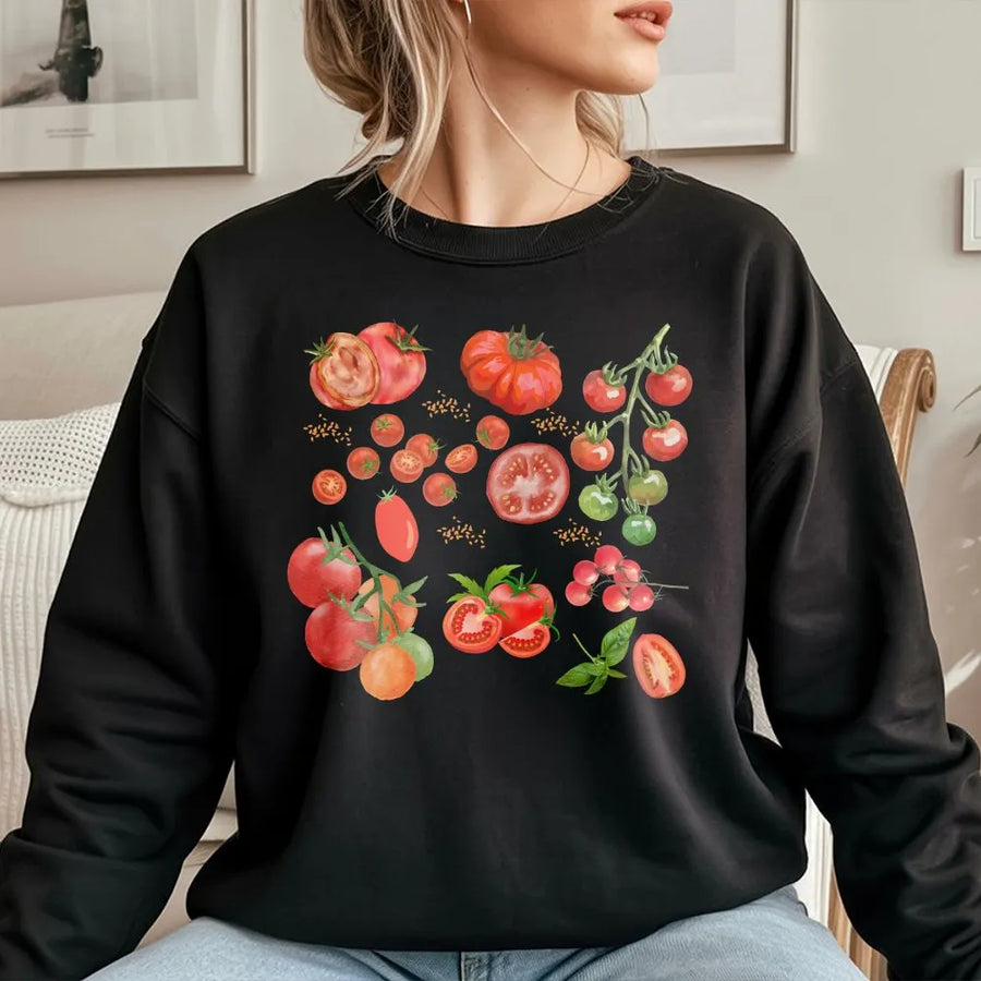 Tomato Sweatshirt | Vintage Botanical Illustration | Soft Cotton Blend | Cottagecore Gardener Gift for Her