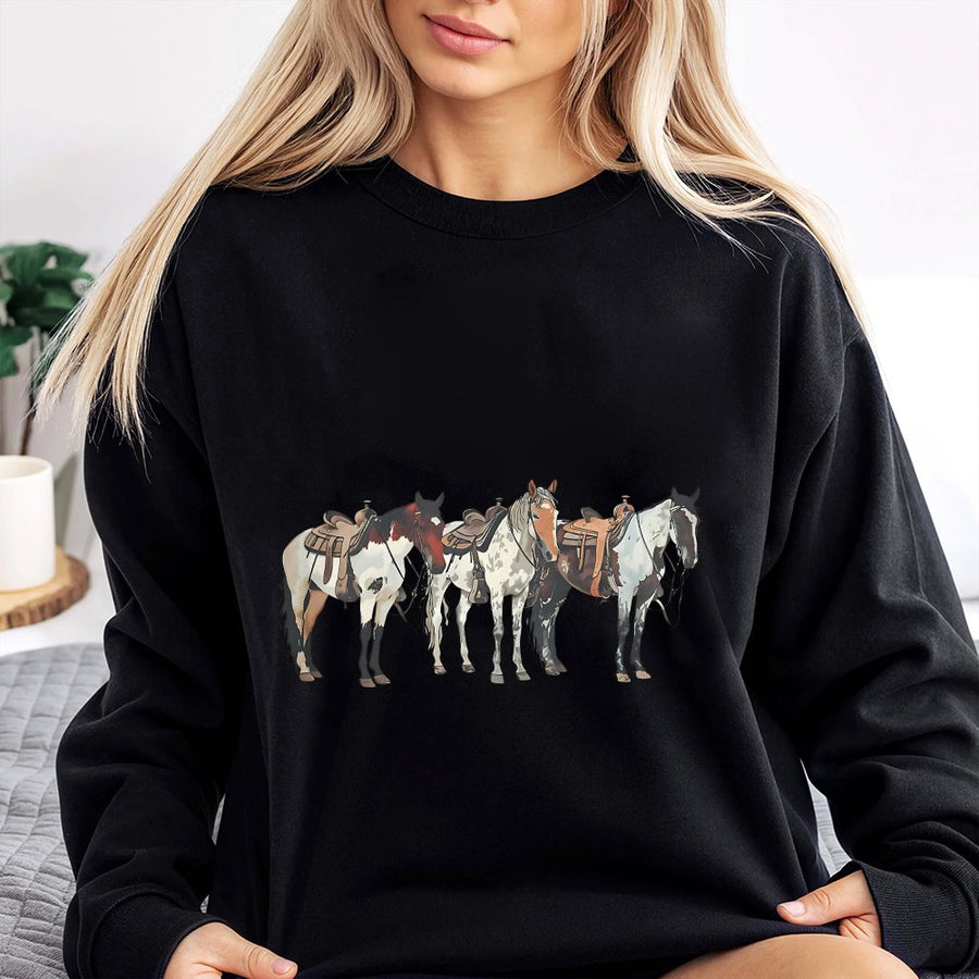 Horse Sweatshirt | Western Ranch Equestrian Graphic | Premium Cotton Blend | Gift for Cowgirls and Horse Lovers