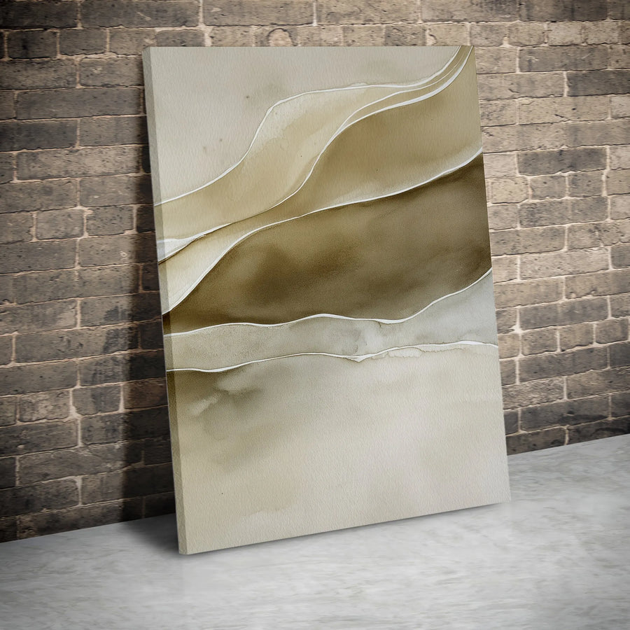 Abstract Earth Tone Vertical Canvas | Minimalist Wavy Line Art | Premium 1.25" Thick Gallery Print | Modern Japandi Home Decor Gift