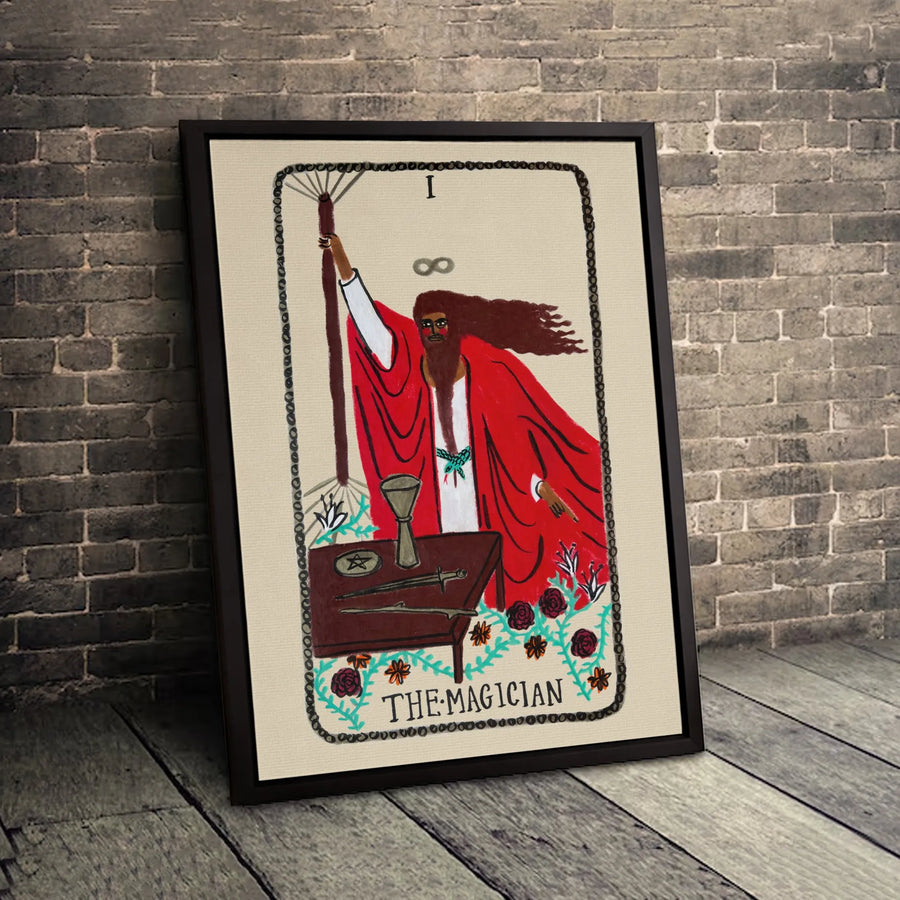 The Magician Tarot Card Canvas Wall Art | Black Figure Mystical Poster | Premium Fade-Resistant Gallery Print | Spiritual Home Decor Gift