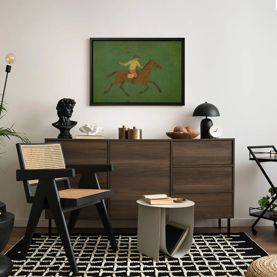 Polo Player Horse Painting | Vintage Equestrian Canvas Wall Art | Premium Gallery Wrapped Decor | Gift for Horse Lovers and Sports Enthusiasts