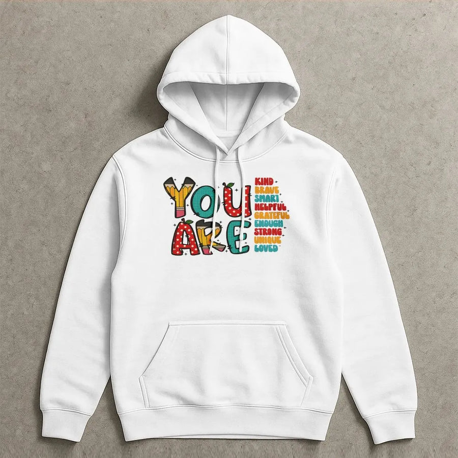 You Are Kind Teacher Hoodie | Back To School Inspirational Quote | Soft Cotton-Polyester Blend | Premium Gift For Teachers & Educators