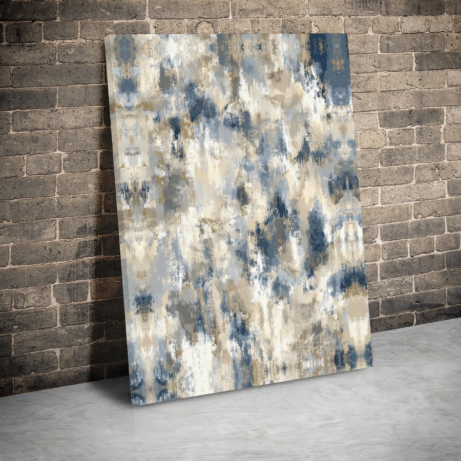 Blue and Beige Abstract Canvas Wall Art | Modern Textured Painting Print | Gallery Wrapped Premium Decor | Ready to Hang Living Room Gift