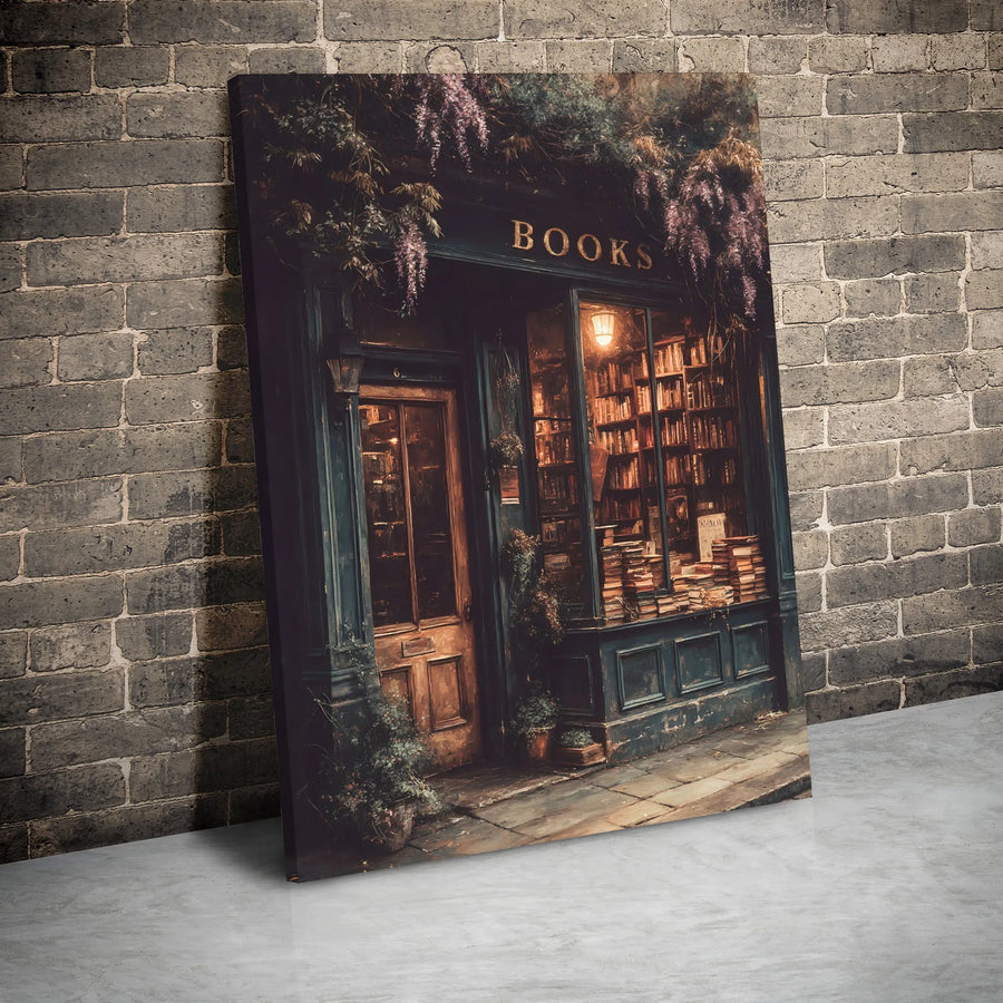 Vintage Bookstore Canvas Print | Dark Academia Wall Art | Premium Gallery Wrap Decor | Gift for Readers & Book Lovers