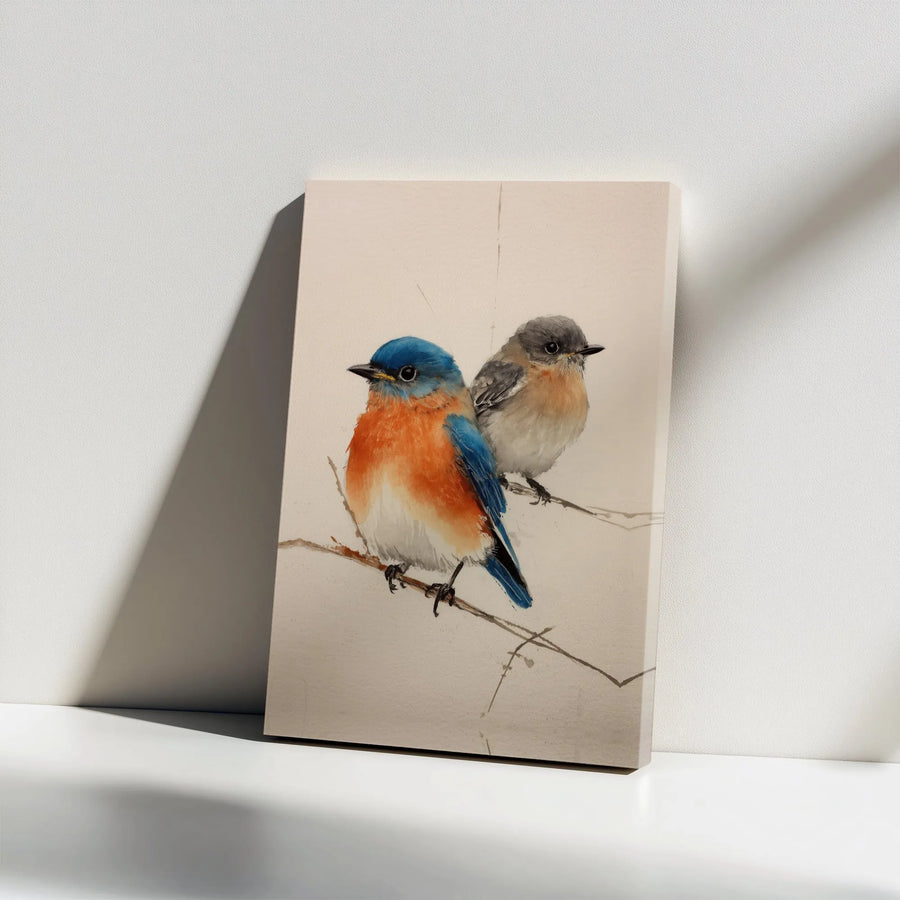 Bluebird Canvas Wall Art | Watercolor Bird Painting | Premium Framed Canvas | Gift for Bird Watcher & Nature Lover Home Decor