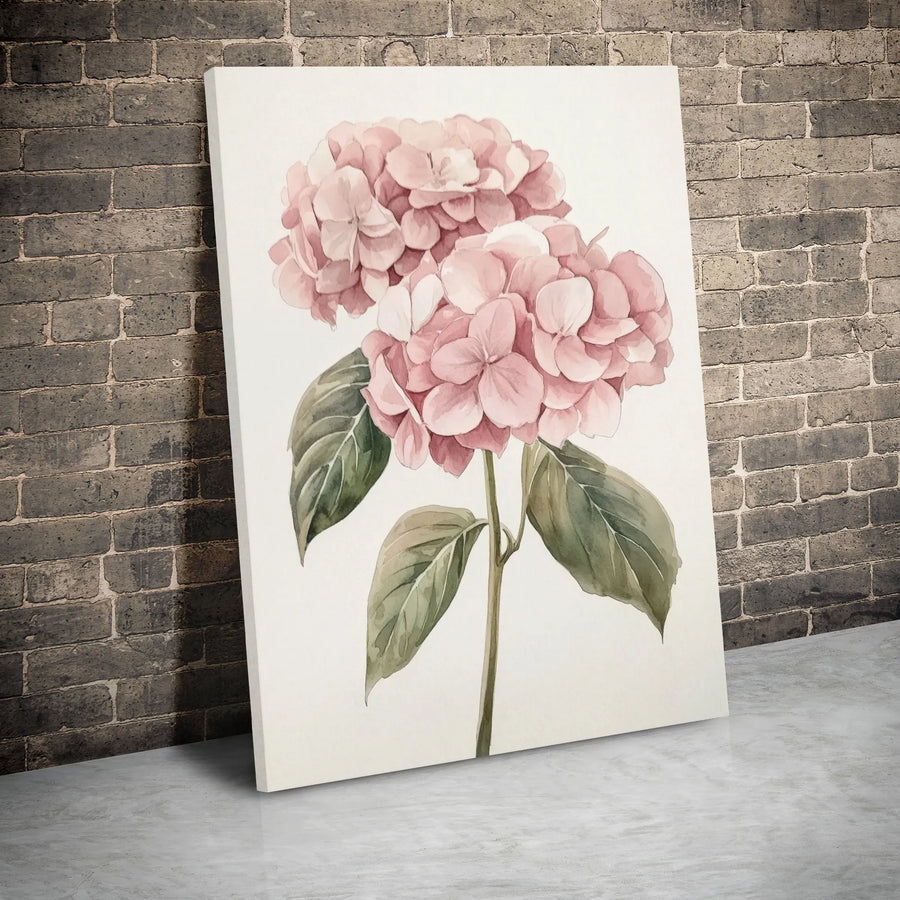 Pink Hydrangea Wall Art | Watercolor Botanical Flower Canvas | Premium 1.25" Gallery Wrap | Elegant Home Decor Floral Gift