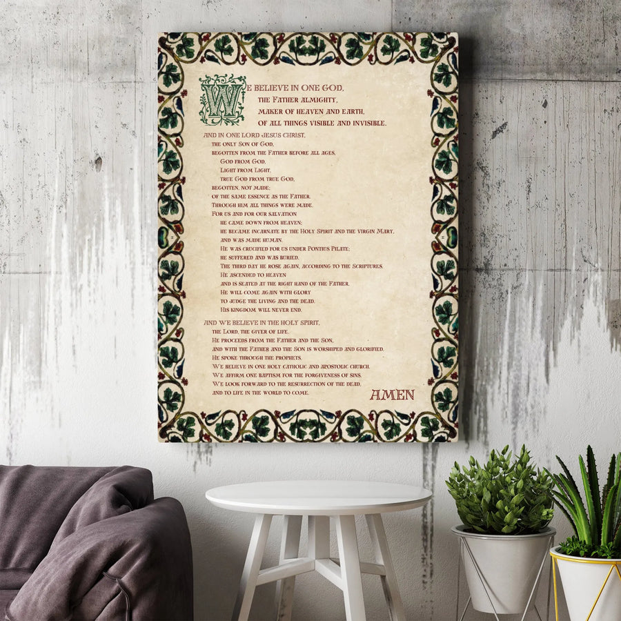 Nicene Creed Wall Art | Illuminated Manuscript Style Religious Canvas Print | Premium Fade-Resistant Gallery Wrap | Christian Home Decor Gift