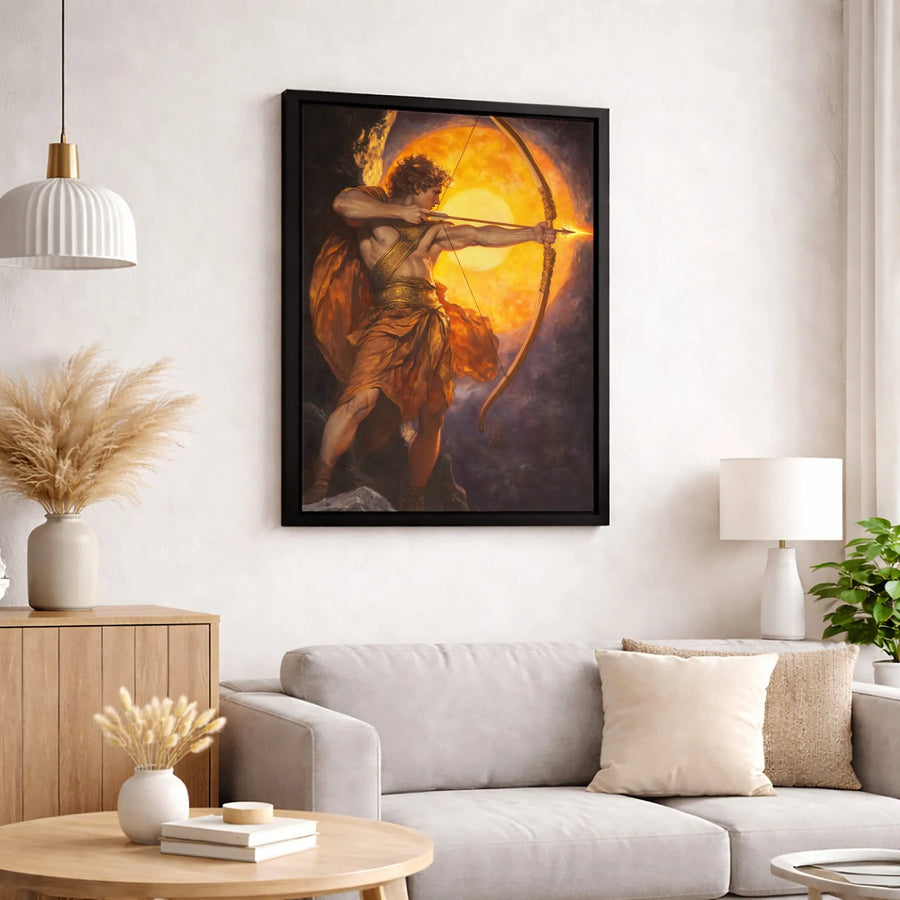 Greek God Apollo Canvas Wall Art | Golden Archer Mythology Print | Gallery Quality 1.25-inch Profile | Mythological Decor Gift for Home Office