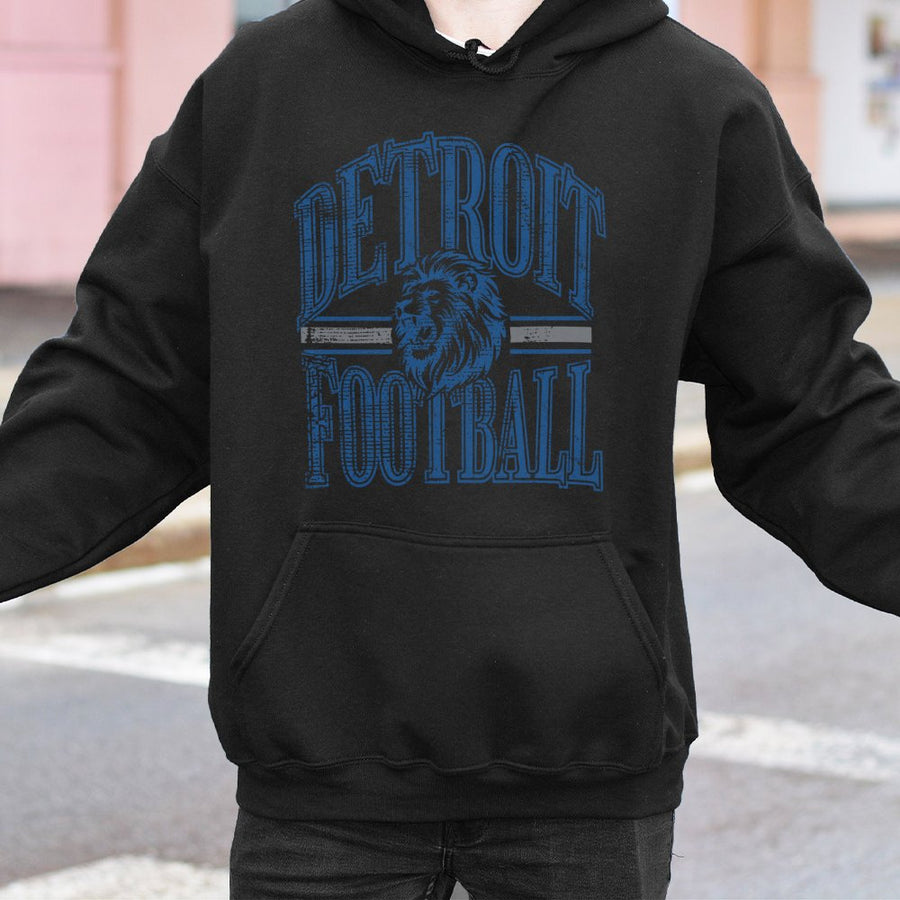 Detroit Football With Roaring Lion Mascot Hoodie