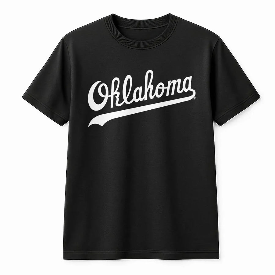 Oklahoma Script T-Shirt | Retro Baseball Style Graphic | Premium Soft Cotton Tee | Game Day Apparel for Football Fans & Hometown Pride