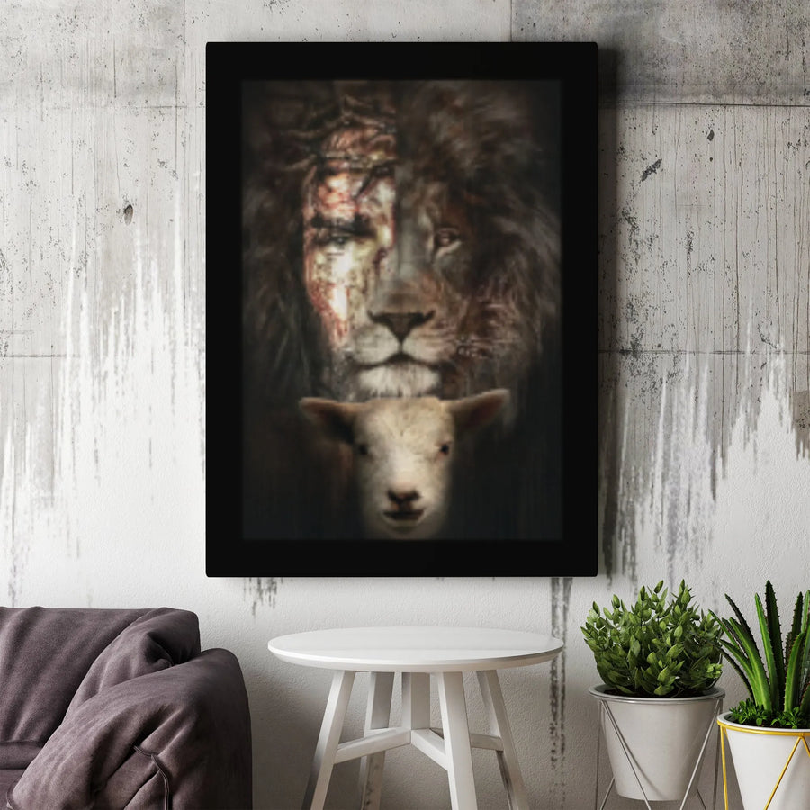Lion of Judah and Lamb of God Canvas | Jesus Christ Religious Wall Art | 1.25 Inch Premium Gallery Wrap | Spiritual Christian Home Decor Gift