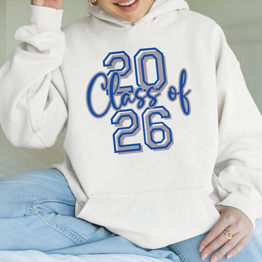 Class Of 2026 Hoodie | Collegiate Varsity Graphic Pullover | Cotton-Poly Blend Premium Sweatshirt | Graduation Gift For Seniors