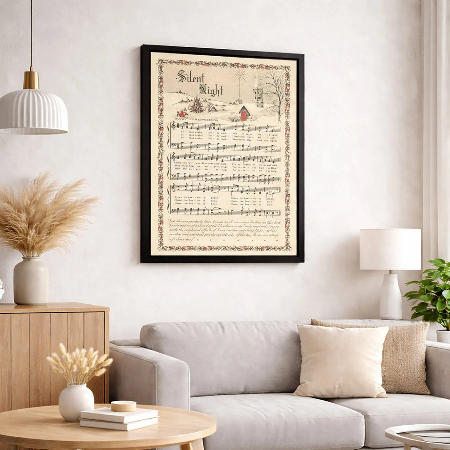 Silent Night Sheet Music Canvas | Vintage Christmas Carol Wall Art | Premium Gallery Wrapped Decor | Festive Holiday Gift for Music Lovers