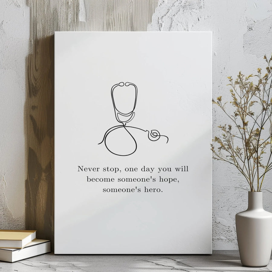 Medical Student Graduation Gift Canvas | Minimalist Stethoscope Line Art | Premium Gallery-Wrapped Print | Inspirational Nurse Doctor Office Decor
